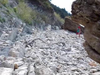 Outdoor Sex. Nudist girl masturbates, pisses, sucks cock and swallows cum